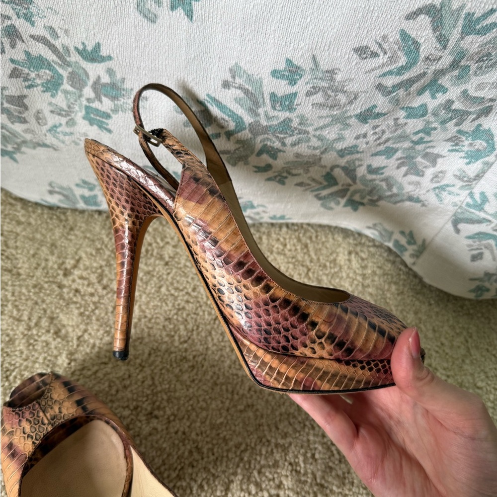 Jimmy Choo Snakeskin Slingback Heels - Picture 7 of 9